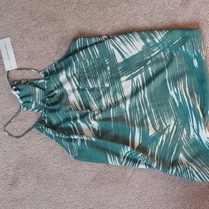 Womens Green and White Tank Top, Collective Concepts, Size L